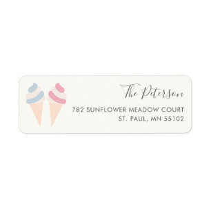 Cute Ice Cream Pastel Colour Gender Reveal Return Address Label