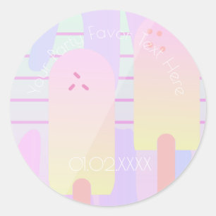 Cute Ice Cream Pastel Summer Ombré Classic Round Sticker