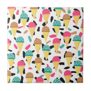 Cute Ice Cream Pattern Ceramic Tile