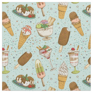 Cute Ice Cream Pattern Fabric