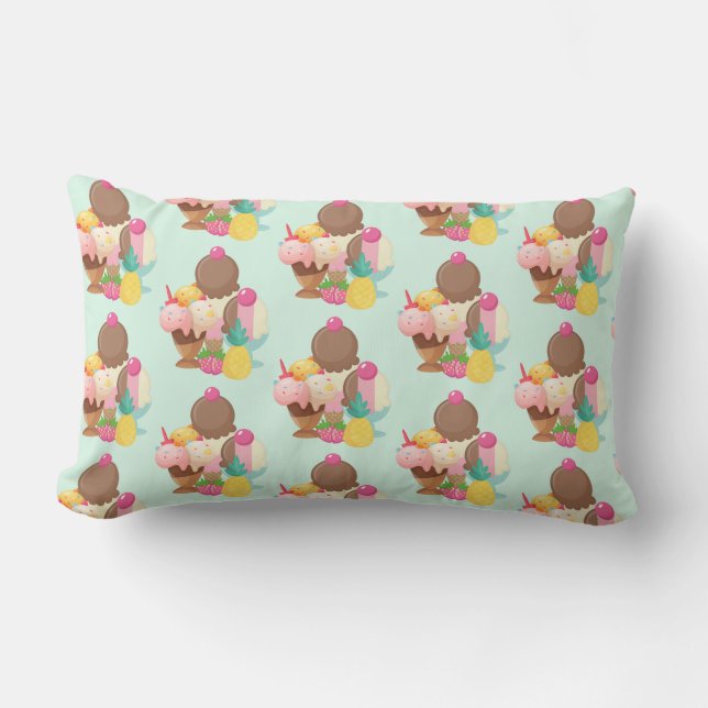Cute Ice Cream Pattern Lumbar Cushion (Front)