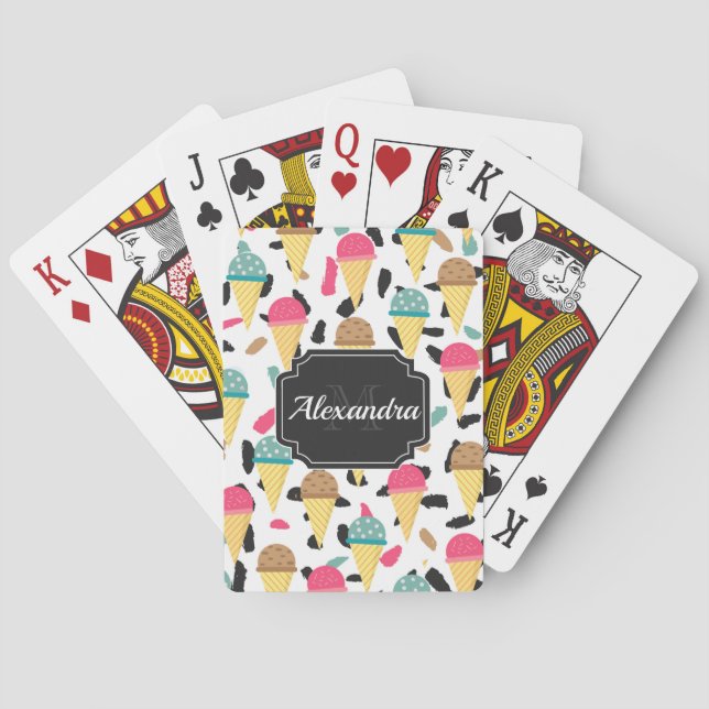 Cute Ice Cream Pattern Playing Cards (Back)