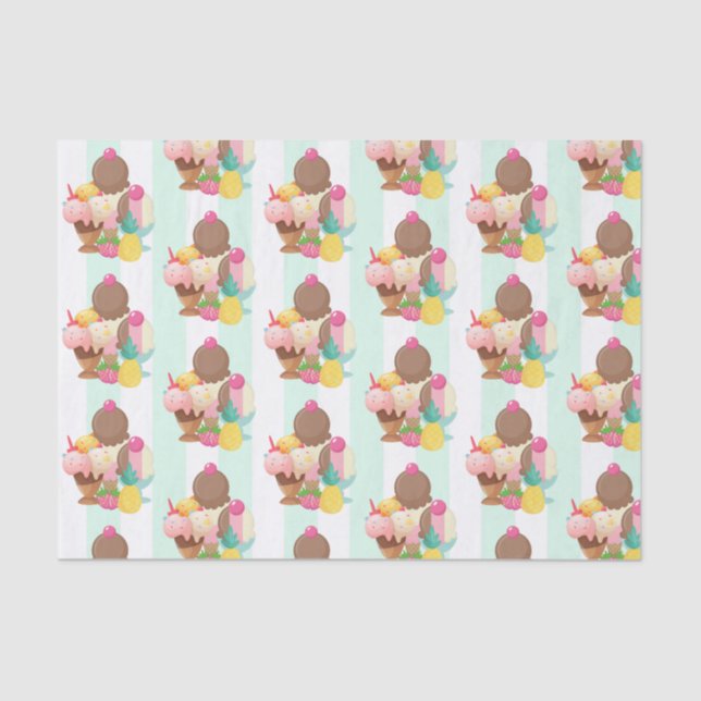 Cute Ice Cream Pattern Tissue Paper (Front)