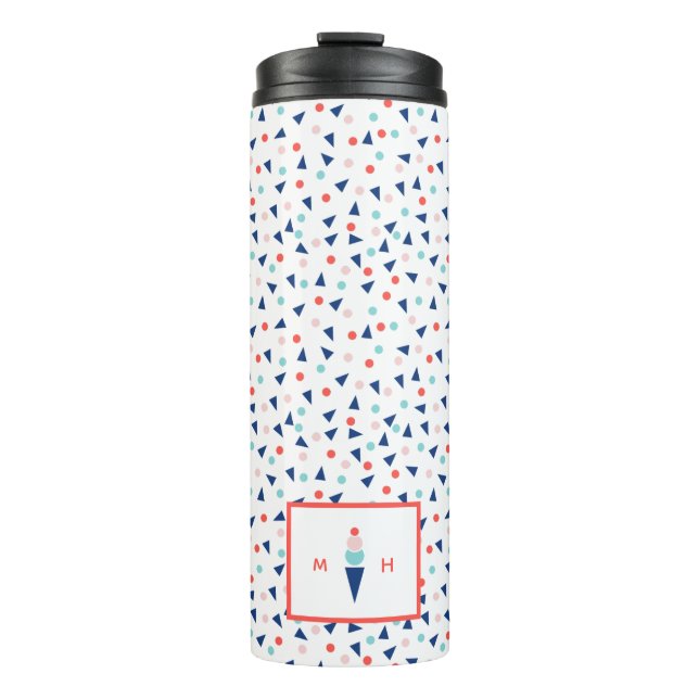 Cute Ice Cream Personalised Initials Custom  Thermal Tumbler (Front)