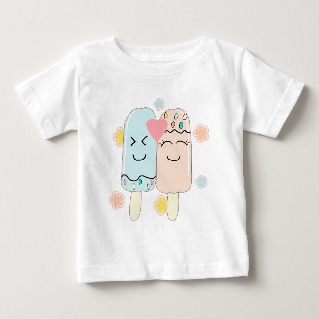 Cute Ice Cream Popsicle Friends Baby T-Shirt (Front)