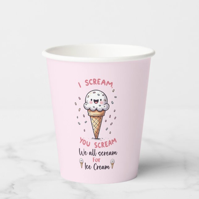 Cute Ice Cream Pun  Paper Cups (Front)