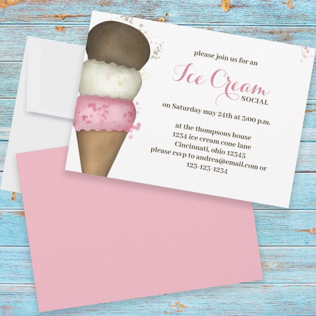 Cute Ice Cream Social Party  Invitation (Creator Uploaded)