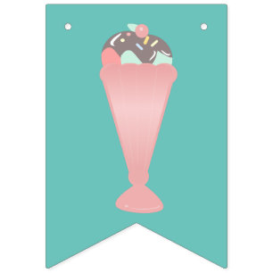 Cute Ice Cream Sundae Pink Pastel Sprinkles Bunting