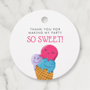 Cute Ice Cream Theme Birthday Party Favour Tags