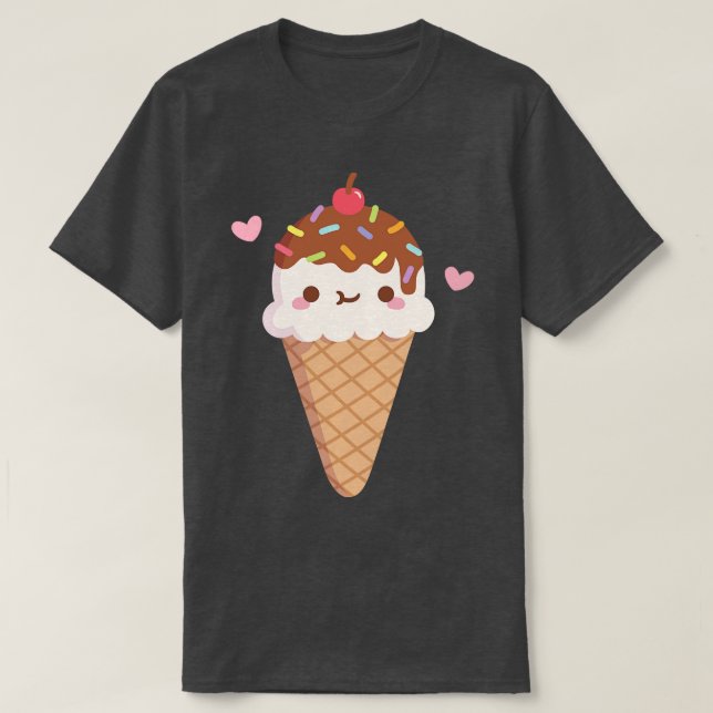 Cute Ice Cream With Rainbow Sprinkles T-Shirt (Design Front)