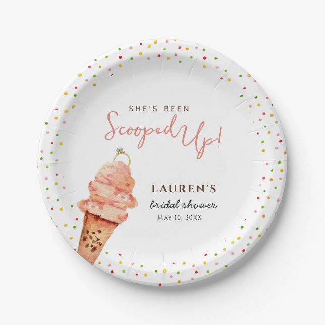 Cute Ice cream with Sprinkles Bridal Shower Paper Plate (Front)