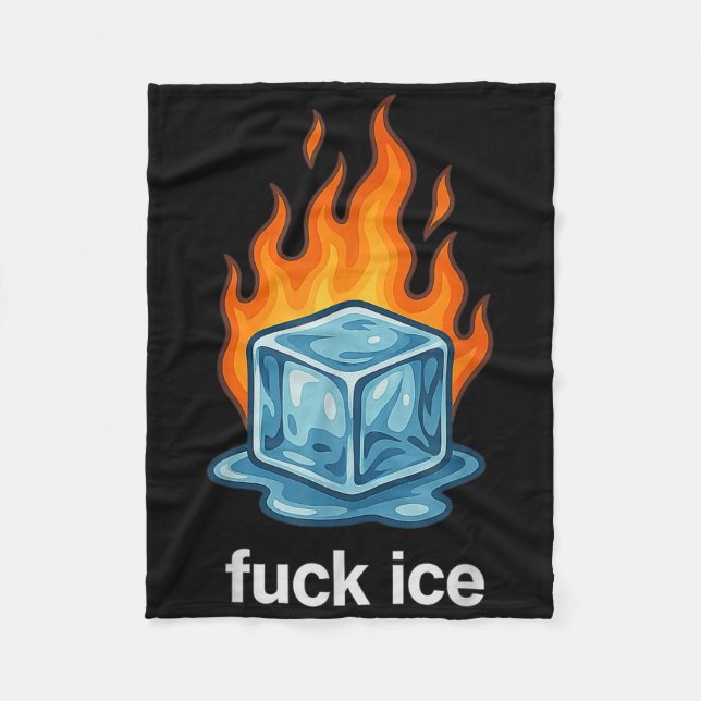 Cute Ice Cube On Fire For Ice Protest Deportation  Fleece Blanket (Front)