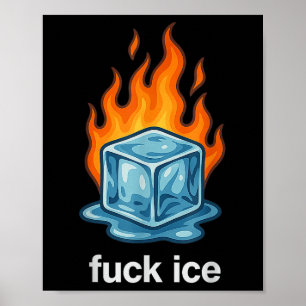 Cute Ice Cube On Fire For Ice Protest Deportation Poster