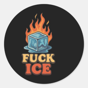 Cute Ice Cube On Fire Ice Protest Deportation Classic Round Sticker