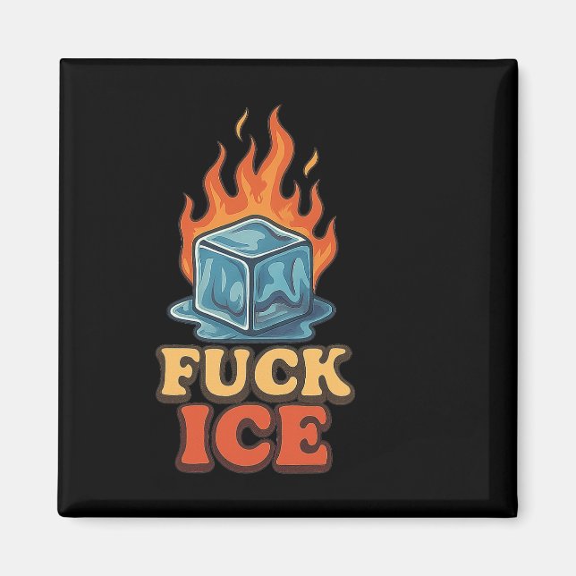Cute Ice Cube On Fire Ice Protest Deportation  Magnet (Front)