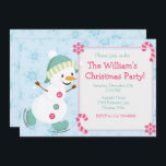 Cute Ice Figure Skating Snowman Christmas Party Invitation<br><div class="desc">Cute Ice Figure Skating Snowman Christmas Party
Artwork by PrettyGrafik</div>