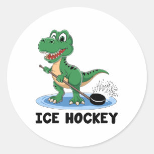 Cute Ice Hockey Player Sports Play Game Classic Round Sticker