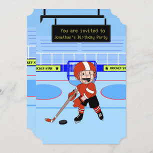 Cute Ice Hockey star Birthday Invitation