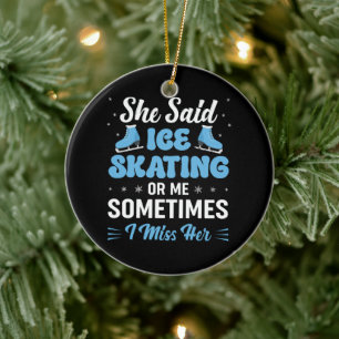 Cute Ice Rink Synchronised is Calling Ceramic Ornament