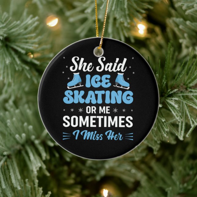 Cute Ice Rink Synchronised is Calling Ceramic Ornament (Tree)