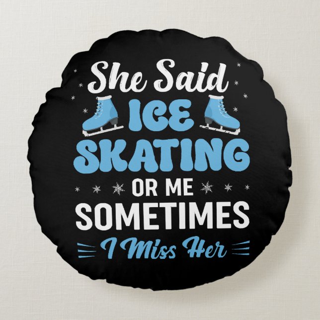 Cute Ice Rink Synchronised is Calling Round Cushion (Front)