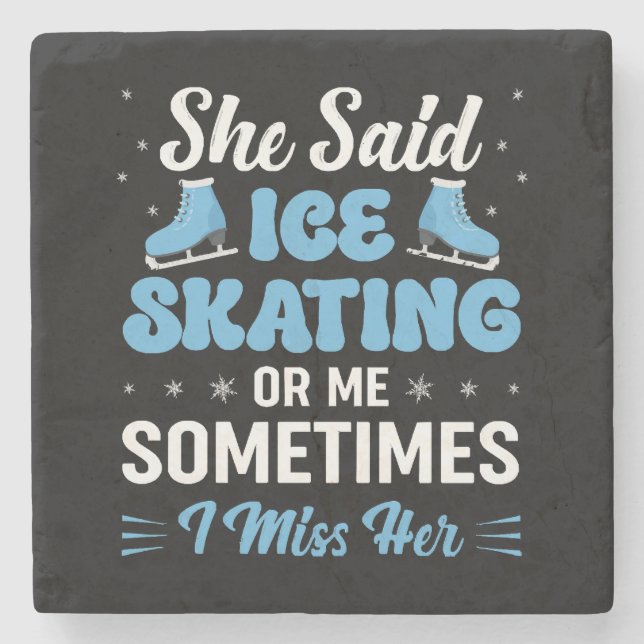 Cute Ice Rink Synchronised is Calling Stone Coaster (Front)