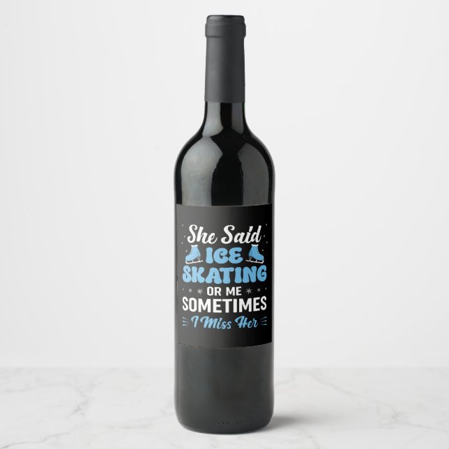 Cute Ice Rink Synchronised is Calling Wine Label (Front)