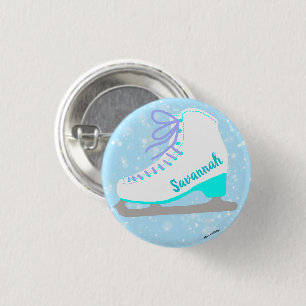 Cute Ice Skate Blue Personalized Figure Skater's 3 Cm Round Badge