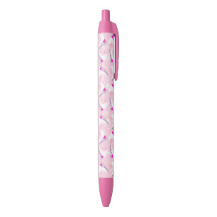 Cute Ice Skates Pattern Pink Figure Skating Girl Black Ink Pen