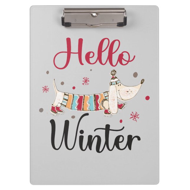 Cute ice skating dog clipboard (Front)