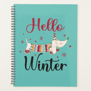 Cute ice skating dog planner