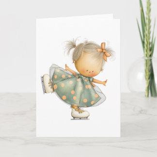 Cute Ice Skating Girl Clipart Art Card