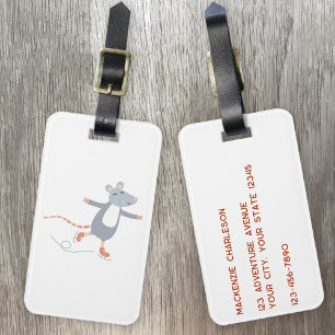 Cute Ice Skating Mouse Luggage Tag