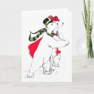 Cute Ice Skating Polar Bears Whimsical Christmas Holiday Card
