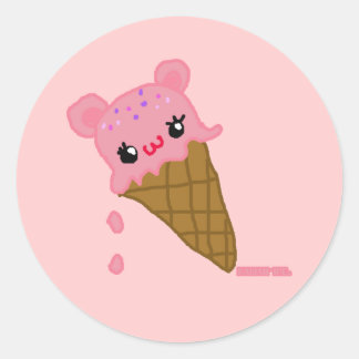 cute icecream classic round sticker