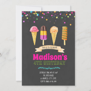 Cute icecream party invitation