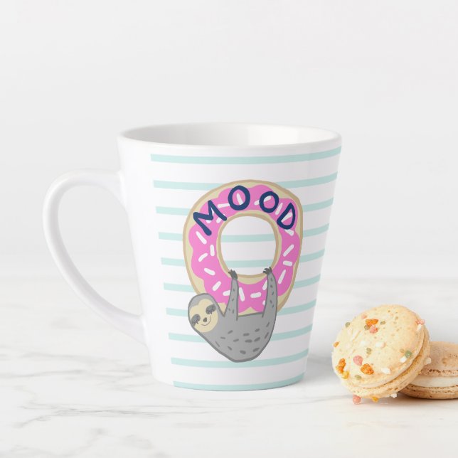 Cute Iced Doughnut & Hanging Sloth Latte Mug (In Situ)