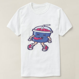 Cute Iced Drink Cartoon Graphic White T-Shirt
