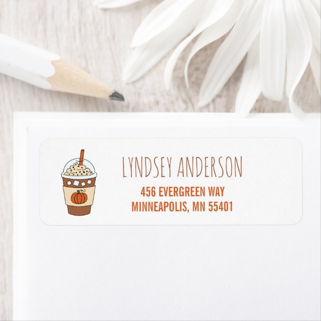 Cute Iced Pumpkin Latte Fall Return Address Label (Insitu)