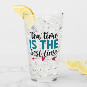 cute iced tea lovers word art glass
