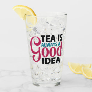 cute iced tea lovers word art glass