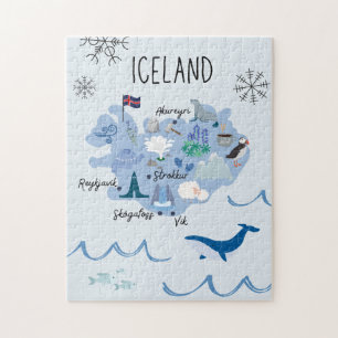 Cute Iceland travel map Jigsaw Puzzle