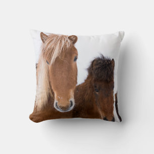Cute Icelandic Horses Together Cushion