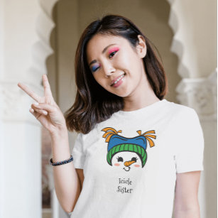 Cute Icicle Girl Sister Cute Snowman Face T-Shirt
