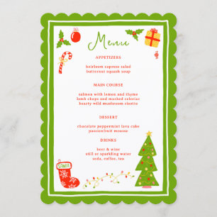 Cute Icons Christmas Holiday CUSTOM Dinner Party Menu