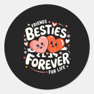 Cute Ies Forever Hearts Friendship Girls Valentine Classic Round Sticker