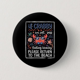 Cute If Crabby Beach Crab With Sungles And Bow Tie 6 Cm Round Badge