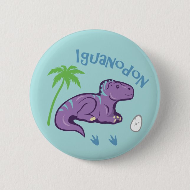 Cute Iguanodon 6 Cm Round Badge (Front)