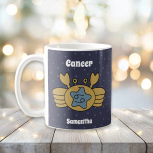Cute Illustrated Cancer Zodiac Personalised Coffee Mug
