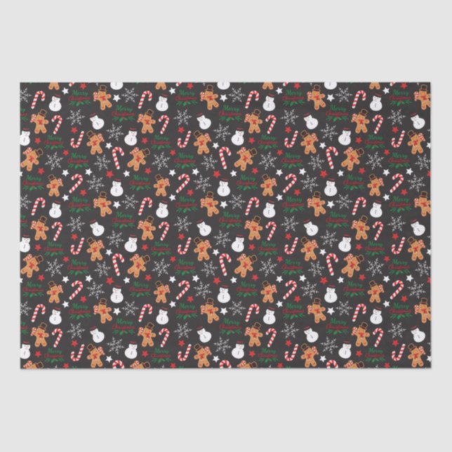 Cute Illustrated Christmas Character  Tissue Paper (Front)
